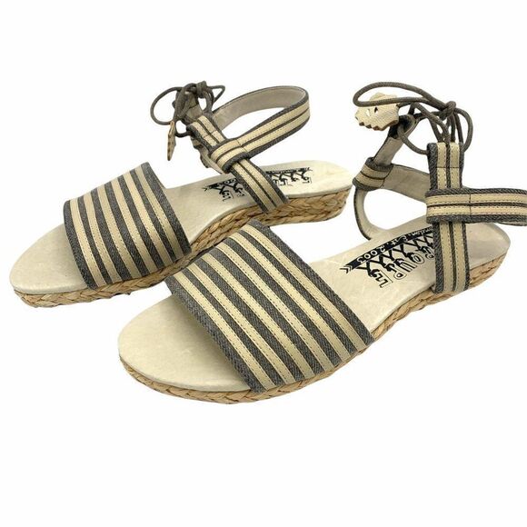 F-Troupe Slingback Striped Open Toe Espadrilles 40 - Picture 5 of 9